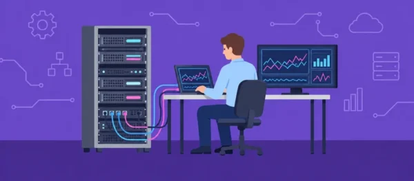 検証スペースでサーバを計測する技術者のイメージ