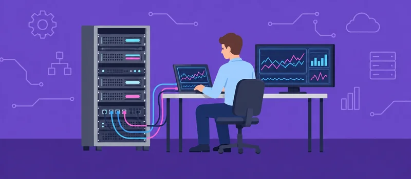 検証スペースでサーバを計測する技術者のイメージ
