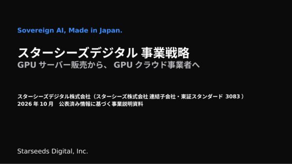 スターシーズデジタル、GPU販売からGPUクラウドへ　事業戦略を公表